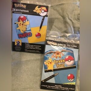 Pokemon & Charizard 8 invitations & 8 thank you cards -New